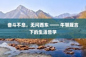 奋斗不息，无问西东 —— 牛顿箴言下的生活哲学