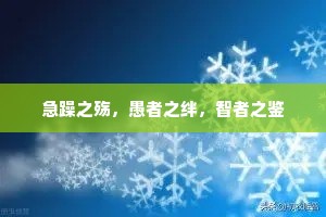 急躁之殇，愚者之绊，智者之鉴