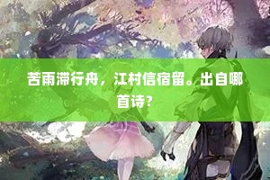 苦雨滞行舟，江村信宿留。出自哪首诗？