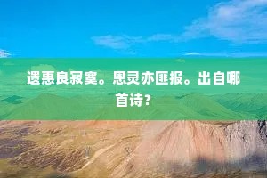 遗惠良寂寞。恩灵亦匪报。出自哪首诗？