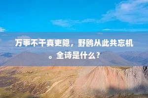 万事不干真吏隐，野鸥从此共忘机。全诗是什么？
