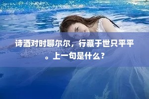 诗酒对时聊尔尔,行藏于世只平平。上一句是什么? 诗酒对时聊尔尔,行藏于世只平平。上一句是什么?