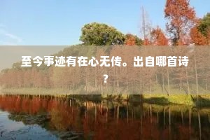 至今事迹有在心无传。出自哪首诗？