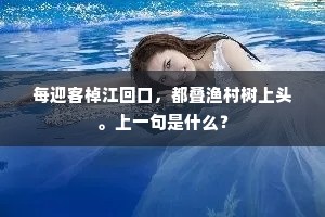 每迎客棹江回口，都叠渔村树上头。上一句是什么？
