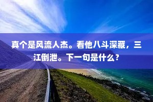 真个是风流人杰。看他八斗深藏，三江倒泄。下一句是什么？