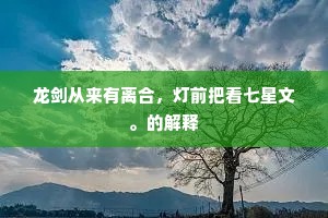 龙剑从来有离合,灯前把看七星文。的解释 龙剑从来有离合,灯前把看七星文。的解释