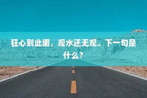狂心到此阑,观水还无观。下一句是什么? 狂心到此阑,观水还无观。下一句是什么?