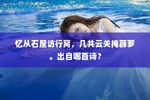 忆从石屋访行窝，几共云关掩薜萝。出自哪首诗？