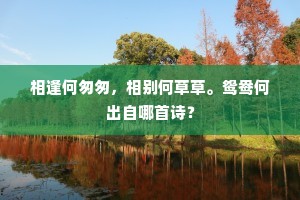 相逢何匆匆，相别何草草。鸳鸯何出自哪首诗？