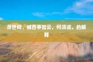 尽世间、臧否事如云，何须说。的解释