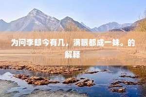 为问李郎今有几，满眼都成一妹。的解释