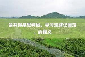凿井得泉思种橘，寻河知路记因筇。的释义