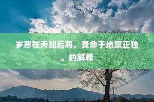 岁寒在天知后凋，受命于地禀正独。的解释