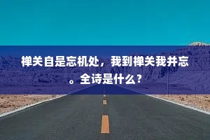 禅关自是忘机处，我到禅关我并忘。全诗是什么？