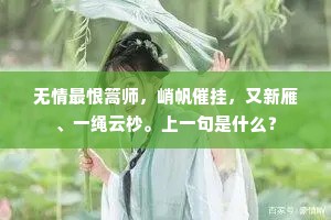 无情最恨篙师，峭帆催挂，又新雁、一绳云杪。上一句是什么？