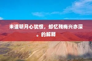 未逢明月心犹恨，却忆残梅兴亦深。的解释