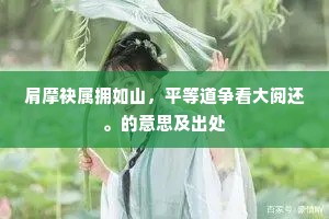 肩摩袂属拥如山，平等道争看大阅还。的意思及出处
