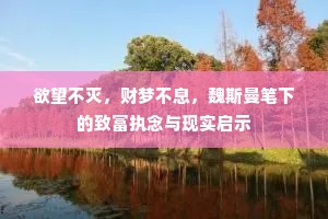 欲望不灭，财梦不息，魏斯曼笔下的致富执念与现实启示