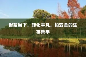 握紧当下，转化平凡，铅变金的生存哲学