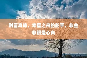 财富真谛，幸福之舟的舵手，非金非银是心向