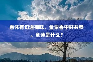 惠休有句通禅味，金粟香中好共参。全诗是什么？