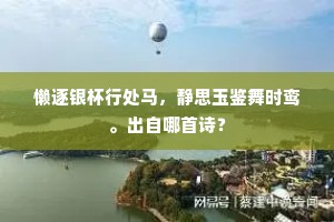 懒逐银杯行处马，静思玉鉴舞时鸾。出自哪首诗？
