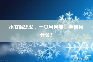 小女解思父，一见当何如。全诗是什么？