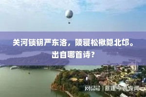 关河锁钥严东洛，陵寝松楸隐北邙。出自哪首诗？