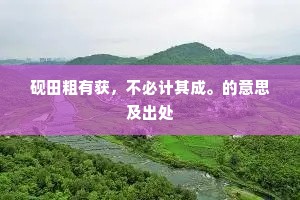 砚田粗有获，不必计其成。的意思及出处