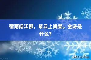 宿雨低江柳，晴云上海棠。全诗是什么？