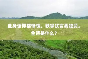 此身俯仰都惭愧，鞅掌犹言我独贤。全诗是什么？