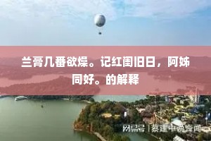 兰膏几番欲燥。记红闺旧日，阿姊同好。的解释