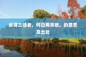 欲寻三径老，何日两京收。的意思及出处