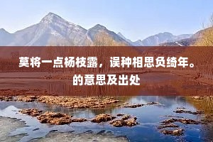 莫将一点杨枝露，误种相思负绮年。的意思及出处