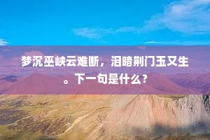 梦沉巫峡云难断，泪暗荆门玉又生。下一句是什么？