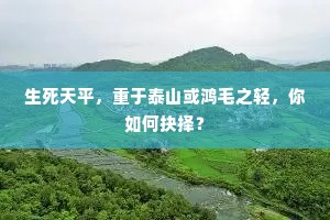 生死天平，重于泰山或鸿毛之轻，你如何抉择？