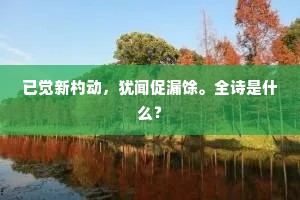 已觉新杓动，犹闻促漏馀。全诗是什么？