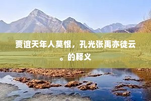 贾谊天年人莫恨，孔光张禹亦徒云。的释义