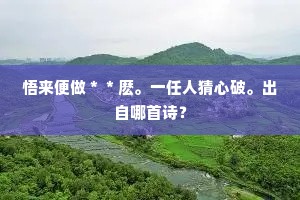 悟来便做＊＊麽。一任人猜心破。出自哪首诗？