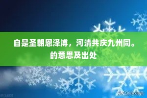自是圣朝恩泽溥，河清共庆九州同。的意思及出处