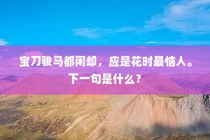 宝刀骏马都闲却，应是花时最恼人。下一句是什么？