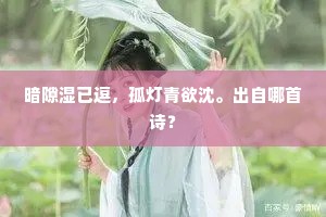 暗隙湿已逗，孤灯青欲沈。出自哪首诗？