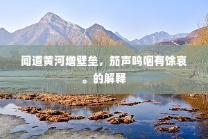 闻道黄河增壁垒，笳声呜咽有馀哀。的解释