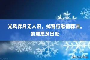 光风霁月无人识，掉臂行歌宿莽洲。的意思及出处