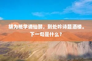 胡为祗学谪仙醉，到处吟诗题酒楼。下一句是什么？
