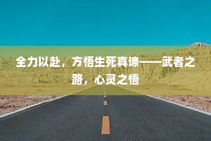 全力以赴，方悟生死真谛——武者之路，心灵之悟