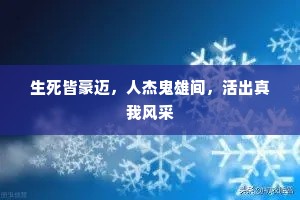 生死皆豪迈，人杰鬼雄间，活出真我风采