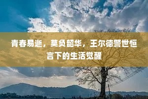 青春易逝，莫负韶华，王尔德警世恒言下的生活觉醒