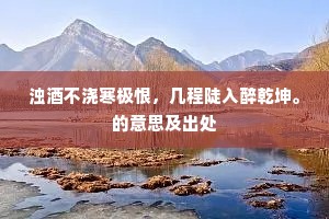 浊酒不浇寒极恨，几程陡入醉乾坤。的意思及出处