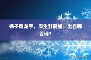 杨子雕龙手，周生野鹤如。出自哪首诗？